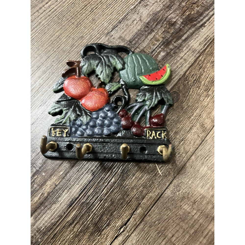 Cast Iron Vintage Cast Iron Fruit Key Holder‎ Hanger Wall Decor Weathered Finish
